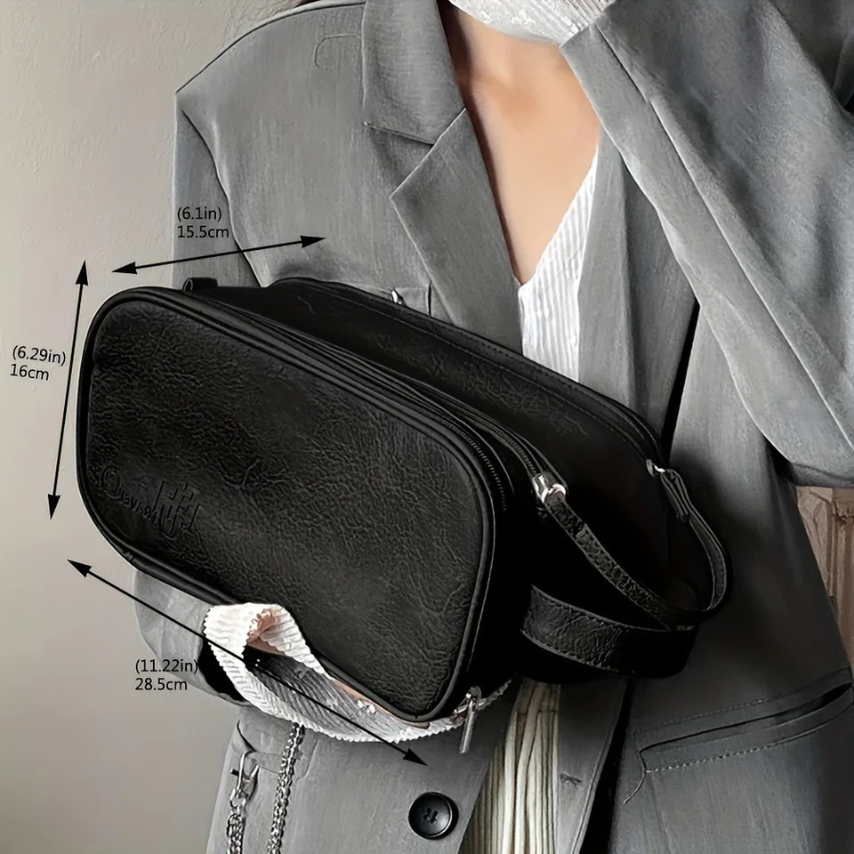 Waterproof PU Travel Toiletry Bag Large Capacity Double-Zipper Cosmetic Organizer with Portable Simple for Women/Men 250731