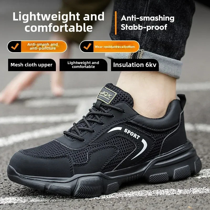Breathable Mens Safety Shoes Summer Work Sneakers Puncture Proof Composite Toe Insulating Protective Work Shoes 250731