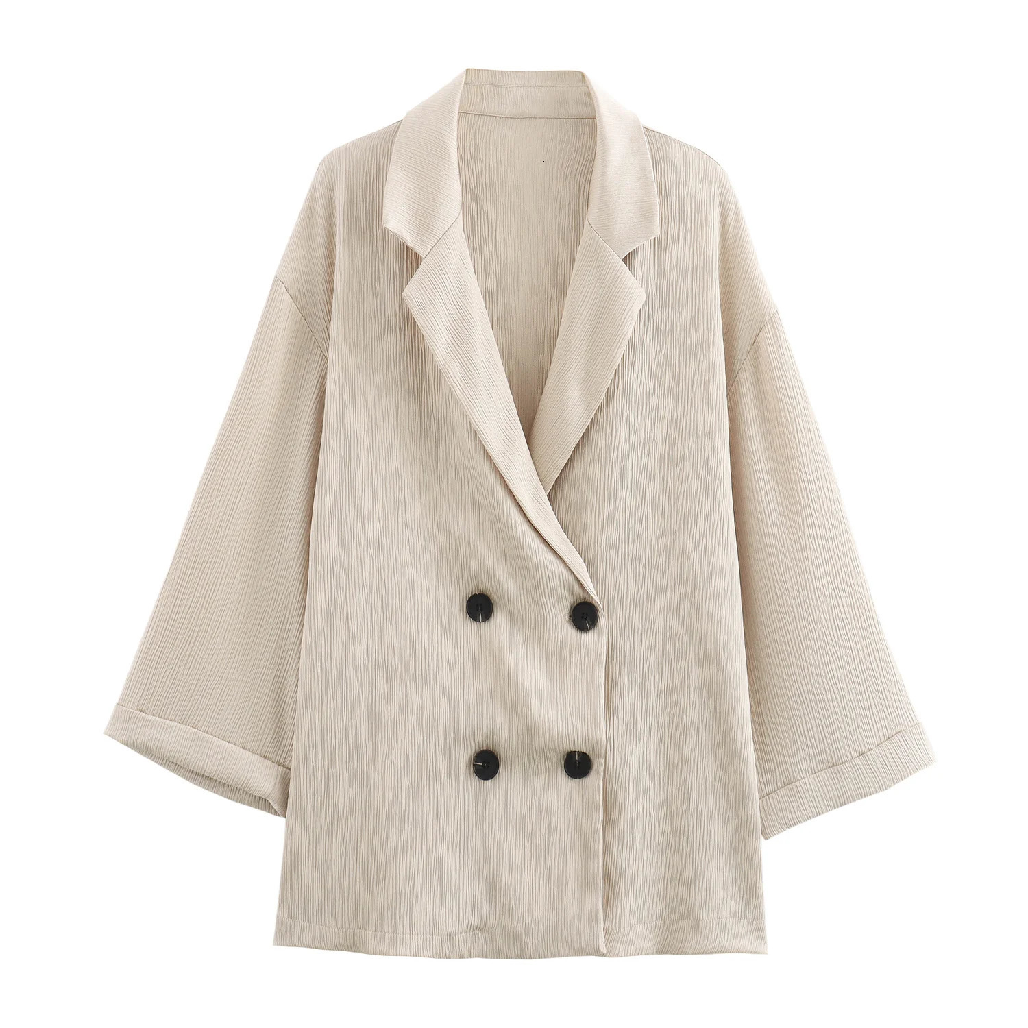 Autumn Womens Clothing European And American Style Fashionable Wrinkled Suit Jacket Casual Pants Set 250729