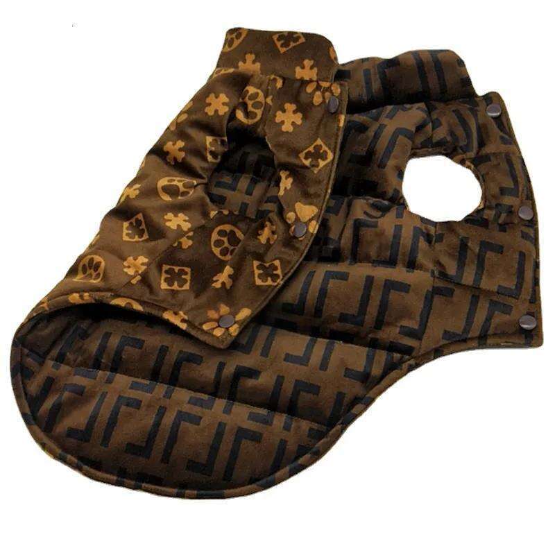 Designer Clothes Windproof Cold Weather Printed Lettering Pet Jackets Puppy Coats Reversible Sweaters Winter Vest for Small Medium Dogs Brown S Free s