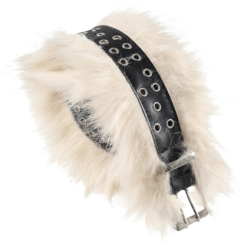 Faux Fur Spliced Pu Fashion Women's Belts Chic All-Match Khaki Y2k Retro Wild Style Accessorie Exquisite 250814