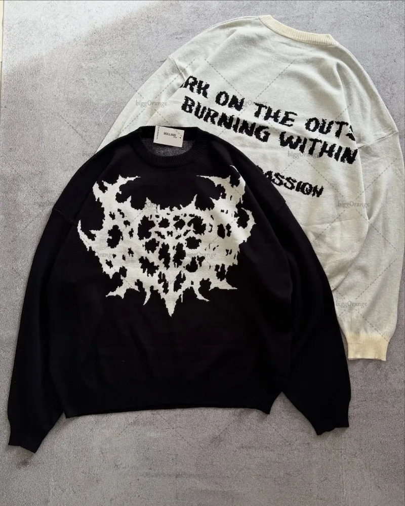 Y2K Retro Harajuku Personality Line Casual Loose Round Neck Sweatshirt Men Street Hiphop Punk Fashion Oversized Top Women 250729