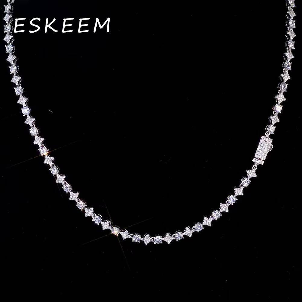 6mm Iced Out Moissanite Tennis Bracelet Star Design 925 Silver White Gold Plated Charm Chain Fine Jewelry Gift for Women