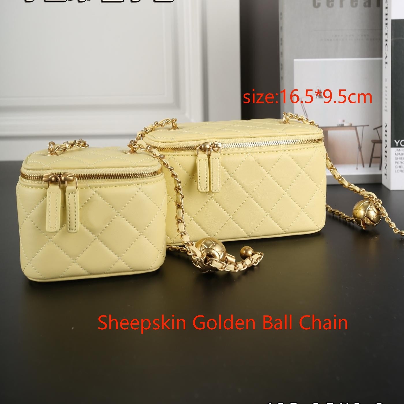 Make up bag designer bag cosmetic bag box bag high quality sheepskin feel soft makeup bag love little golden ball pearl chain bag double zipper h