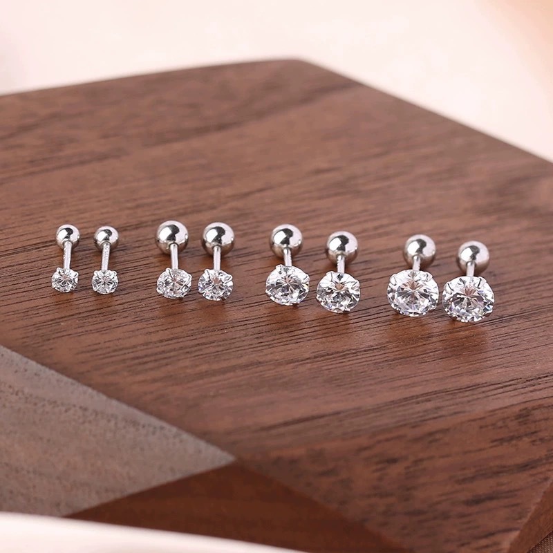 2025 Choucong Ins Top Sell Stud Earrings Simple Fashion Jewelry 999 Sterling Silver Round Cut Lab Moissanite Diamond Screw Women Wedding Earring Gift