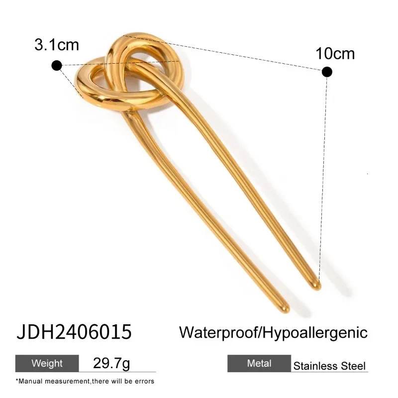 Metal U-Shaped Stainless Steel Knot Hair Stick For Women Gold Color Fashion Glossy Hairpin Hair Jewelry Accessories Headwear 250730