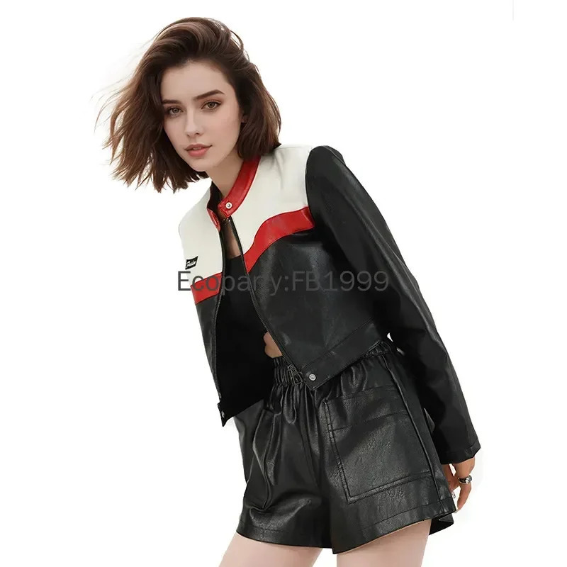 Women Fashion Motorcycle Pu Leather Jacket Spring Autumn Vintage Punk Zipper Short Coats Female Casual Biker Coat Outwear 250731