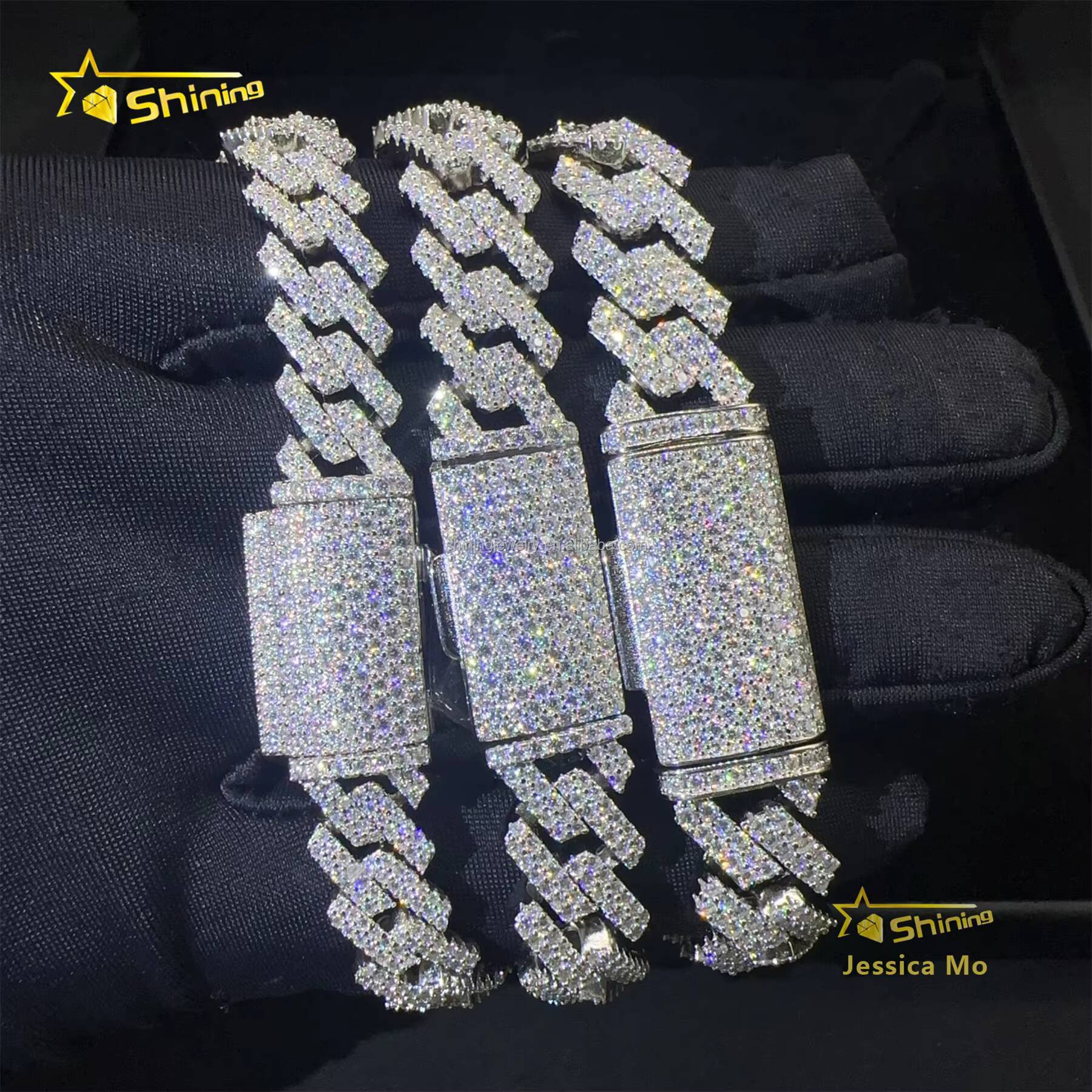 Fashion Rapper New Arrivals Hip Hop 10mm 12mm 13mm 2Rows Jewelry VVS1 Moissanite Iced Out GRA Certificate S925 Silver Bracelet