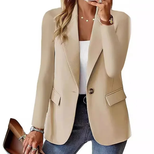 Autumn Long Sleeve Solid Color Cardigan Blazer Women 250731