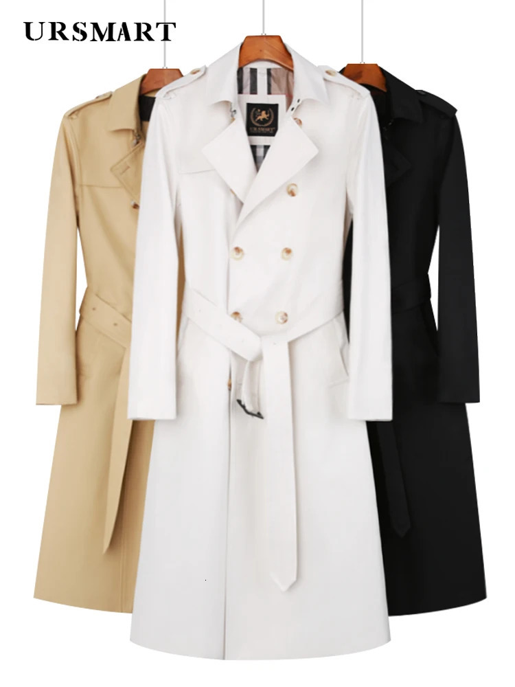 2024 spring and autumn long mens windbreaker Over the knee Double breasted Business work trench coat men 250729