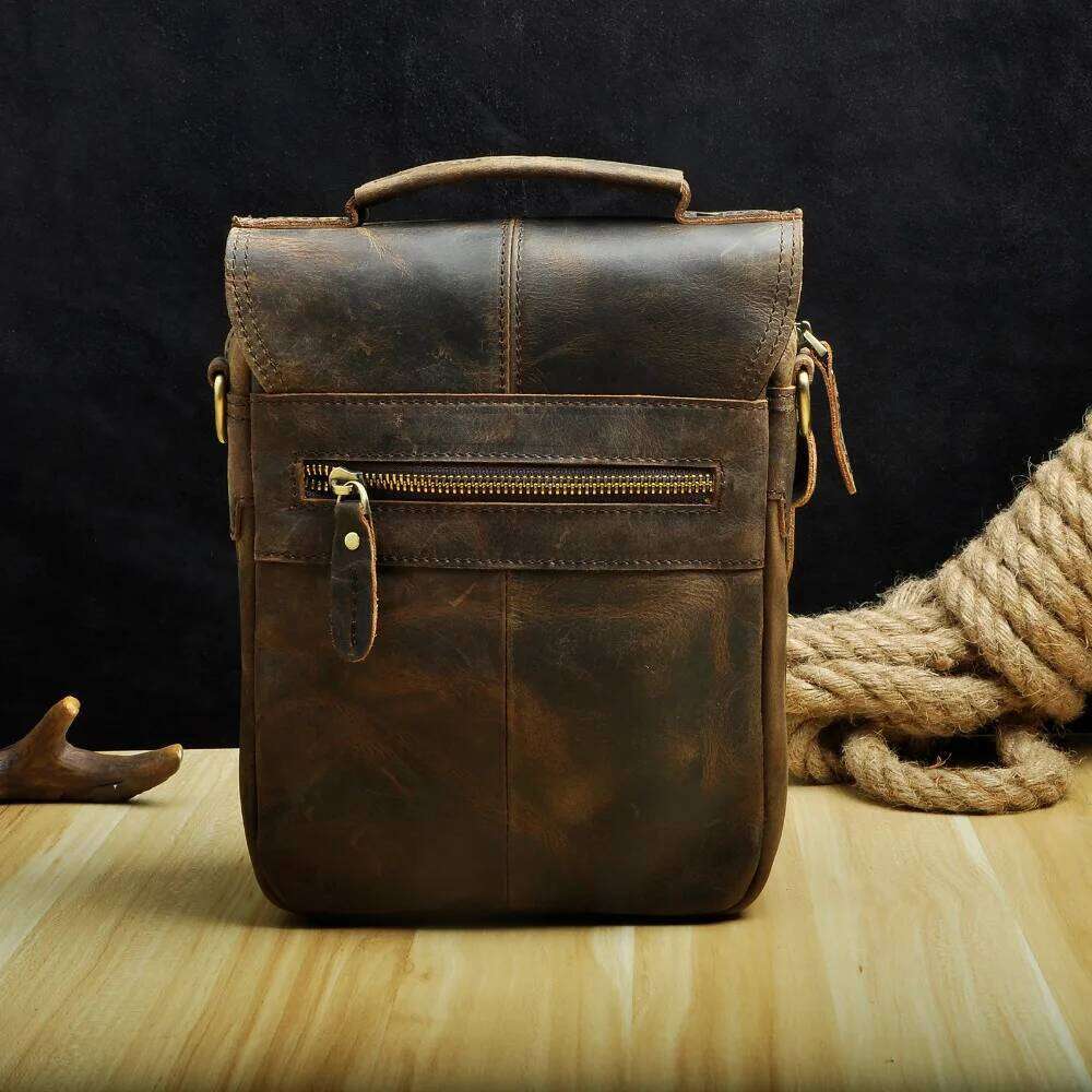 OLOEY Hot Sale Quality Leather Male Fashion Tote Messenger Design Satchel Cross-body One Shoulder bag 8" Tablet Case For Men 144