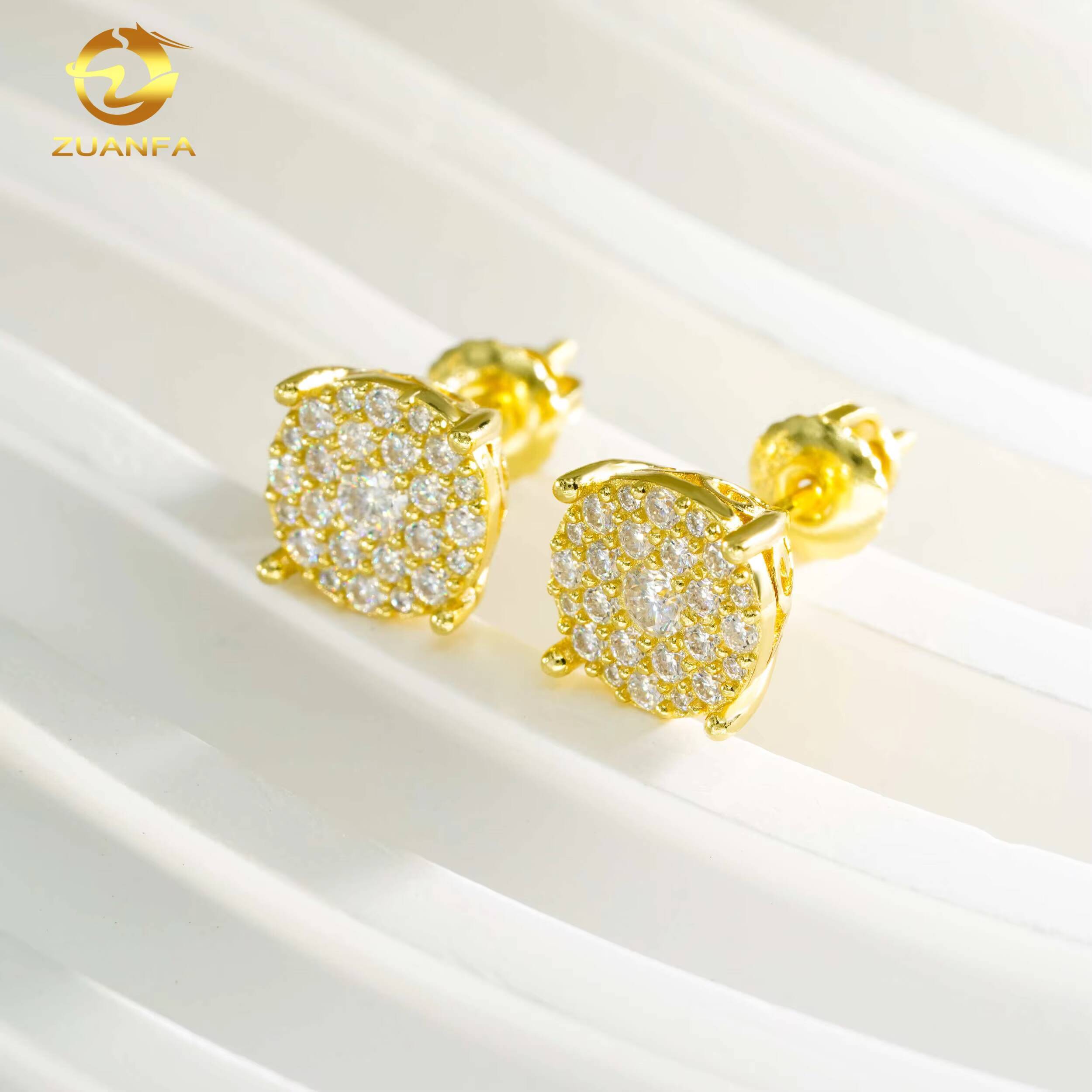 IGI Certified Fashion Halo Design Earring Cluster Lab Grown 925 Sterling Silver Iced Out Lab Diamond Screw Back Earrings