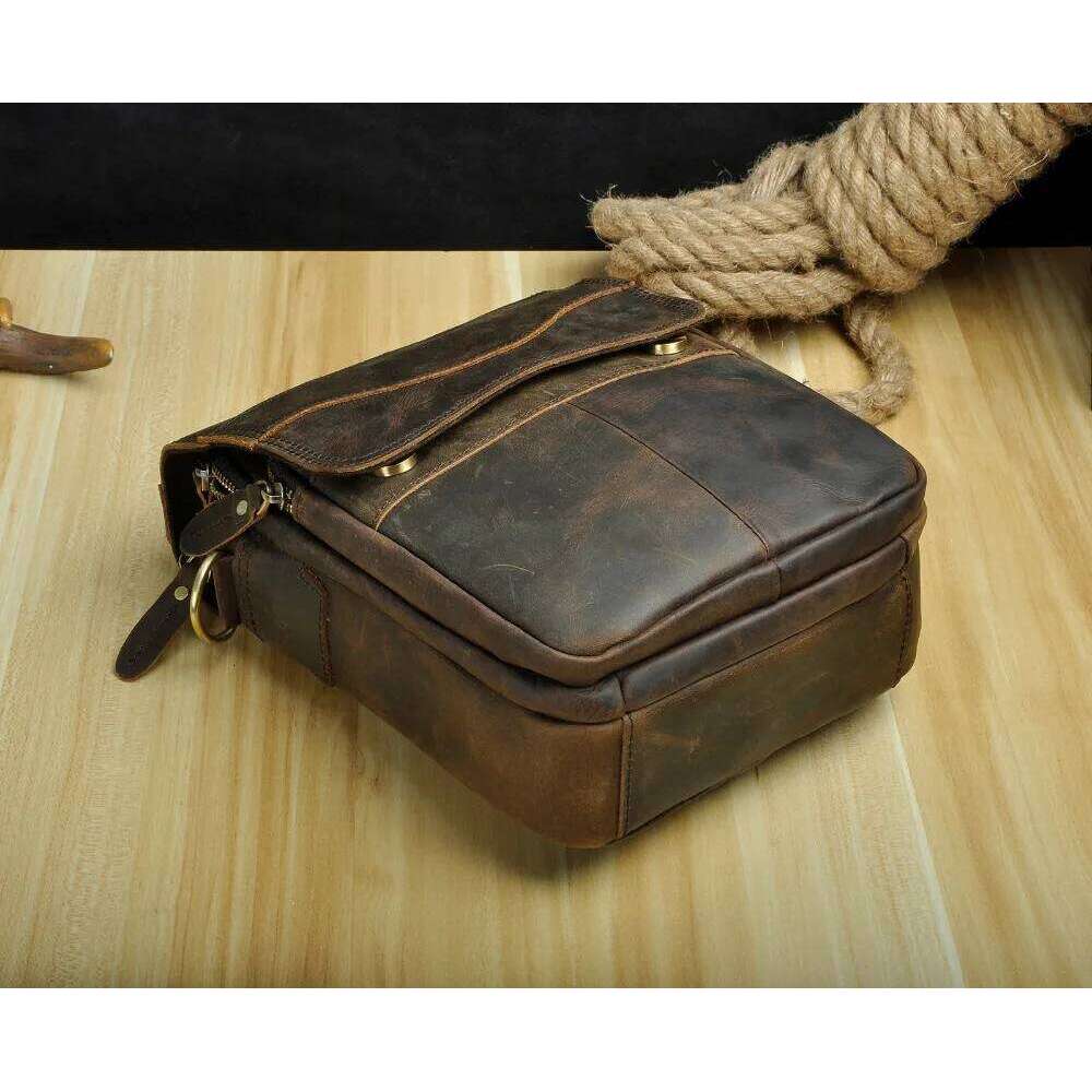 OLOEY Hot Sale Quality Leather Male Fashion Tote Messenger Design Satchel Cross-body One Shoulder bag 8" Tablet Case For Men 144