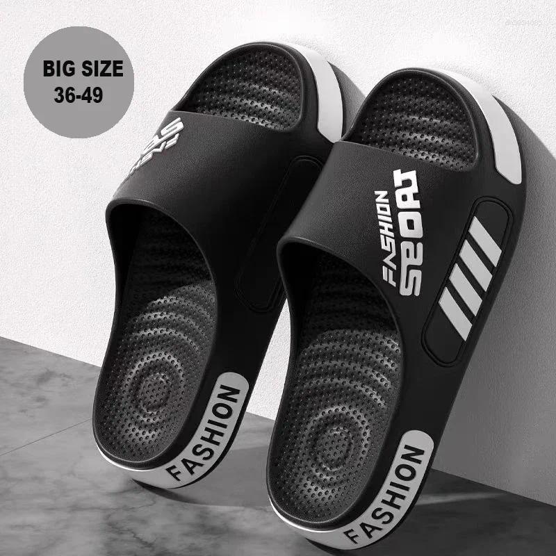 Slippers Big Size 48-49 Men Summer Flat Sole Home For Women Man Open Toe Trend Slides Couple Light Beach Shoes Sandals