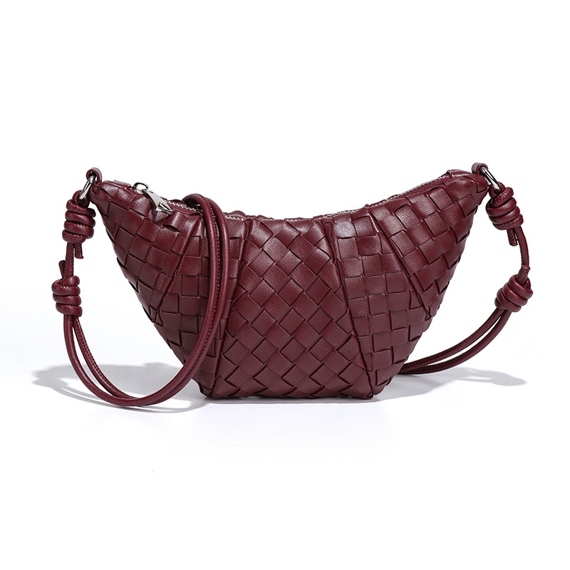 2025 Women's bags with niche designs hand - made high - end woven cross - body croissant bags single - shoulder cross - body small square bags