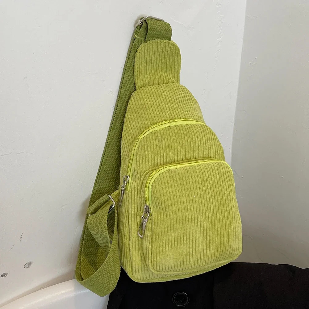 Female Sling Waist Pack Fashion Commute Bag Casual Corduroy Solid Color Adjustable Strap Simple Portable for Weekend Vacation 250731