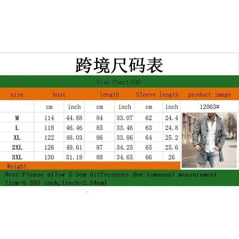 Checkered Mens Trench 2025 Coat Autumn Winter Outdoor Casual Fashion Windproof Woolen Jacket Clothing 250729