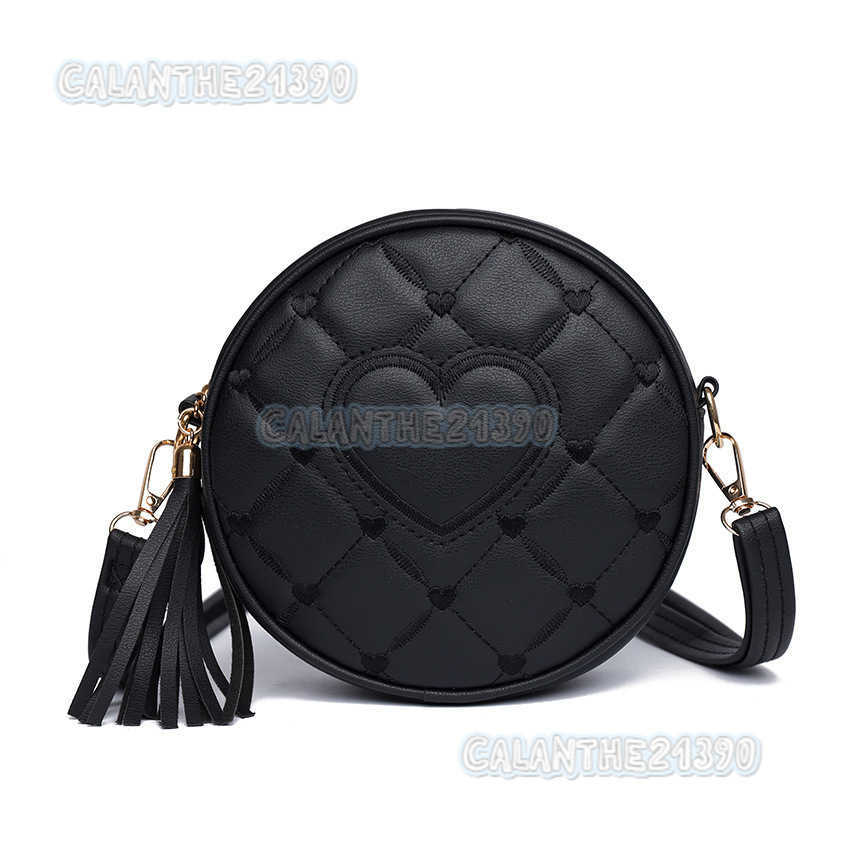 Crossbody Bag Love Small Round Bag 2024 Autumn New Tassel Womens Bag Fashion Hand-held Single Shoulder Pu Small Bag H250801