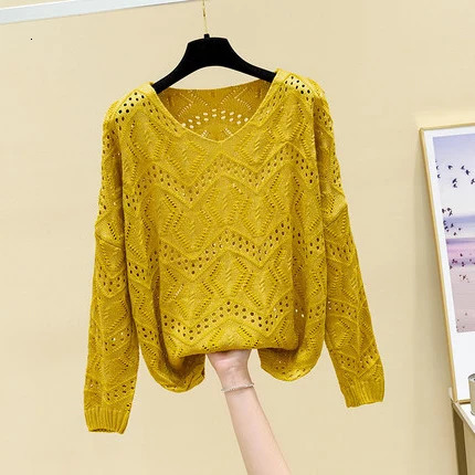 Pointelle Knit Top Long Sleeve Cropped Plain Pullover Women Jumper Knitwear Spring Summer Basic Outfit 250731