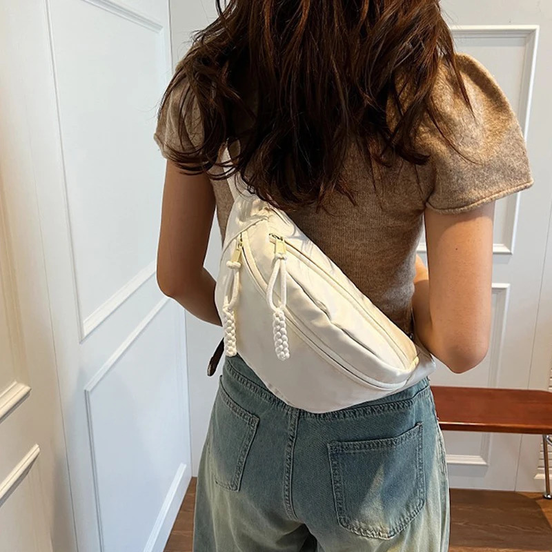 Canvas Chest Bag for Women Sling Crossbody Waist Pack Canvas Running Waist Casual Fanny Packs Sport Half Moon Belt Bag 250731