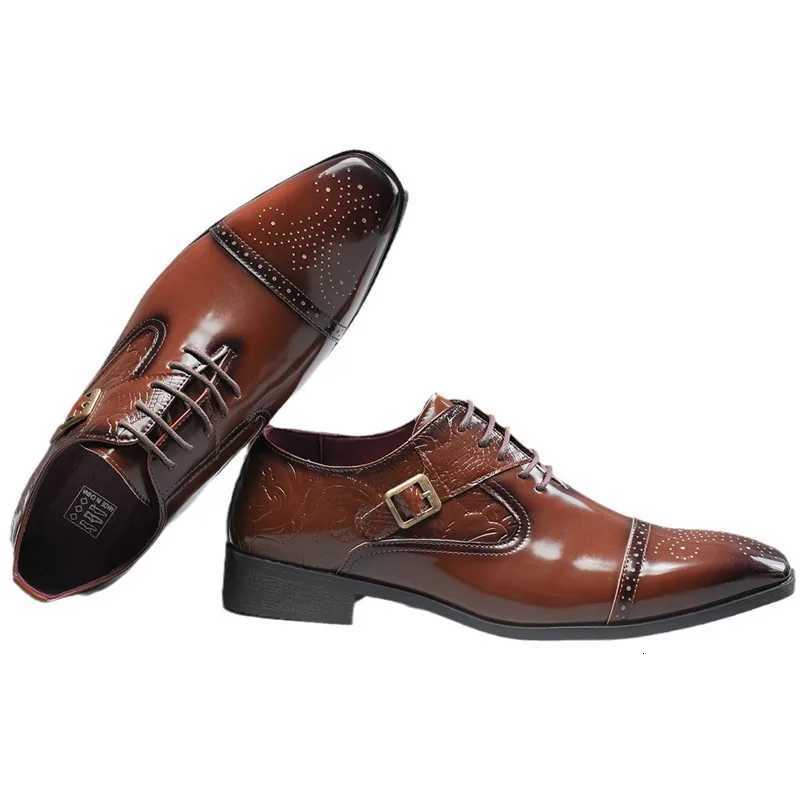 Luxury Fi New Mens Green Brown Patent Leather Brogues Shoes Designer Oxfords Formal Wedding Prom Dress Homecoming Footwear XJ250801