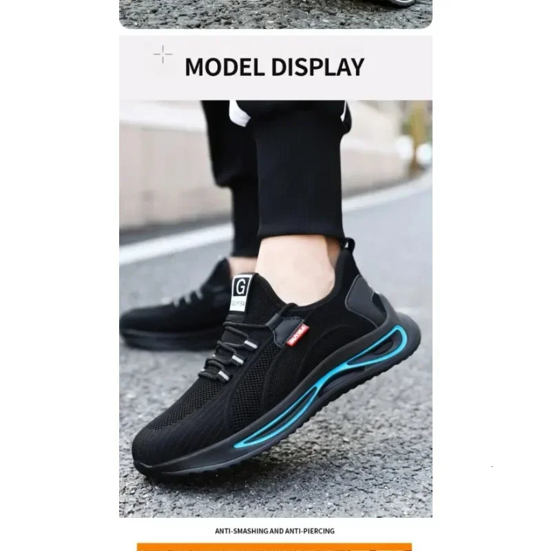 Mens Breathable Work Safety Shoes Anti-Smash Anti-Puncture Boots Steel Toe Soft Sole Sneakers Lightweight All Seasons Sneakers 250731