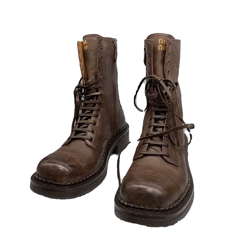 2025 Free Shipping designer for womens boots black brown New Fashionable Versatile Retro Vintage Lace up Milard Martin Boots