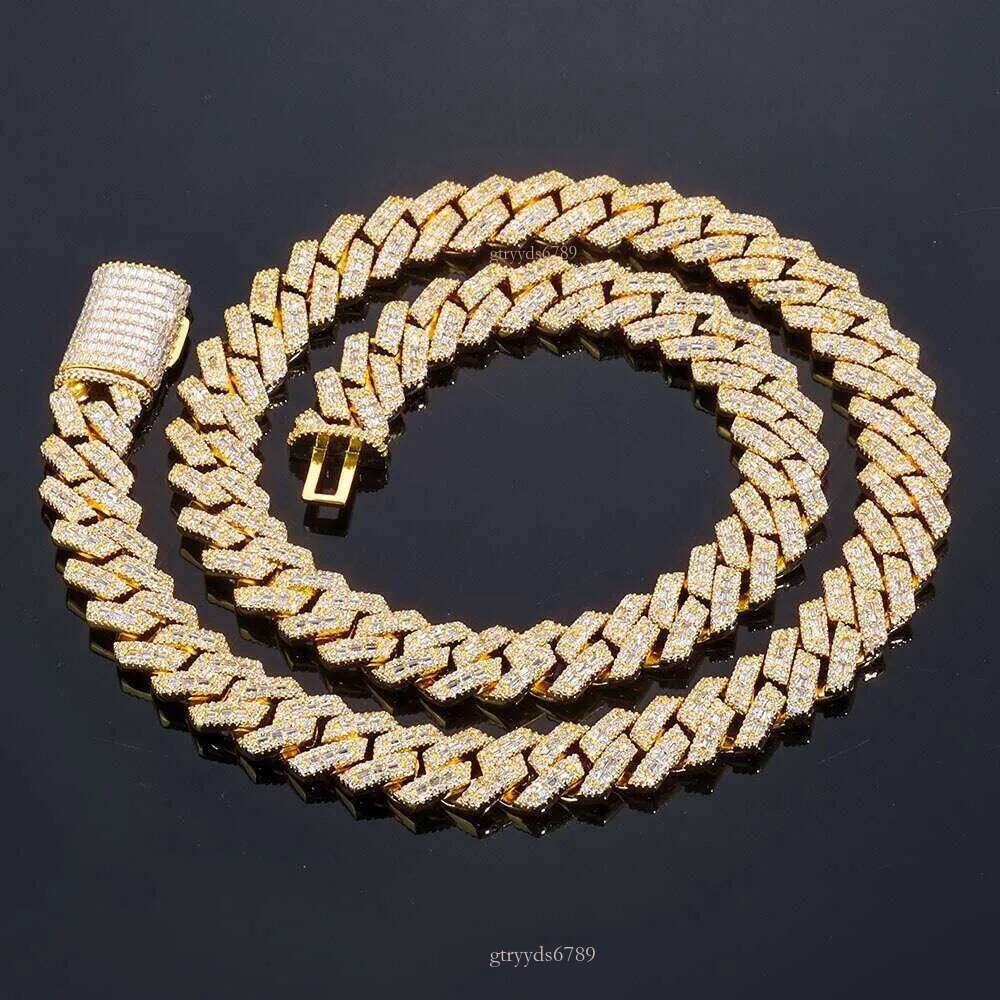 Top-quality morganite necklaceTwo Rows Pass Tester Iced Out Hip Hop VVVS1 Silicon Stone Cuban Chain NecklaceHip hop jewelry bracelet necklace