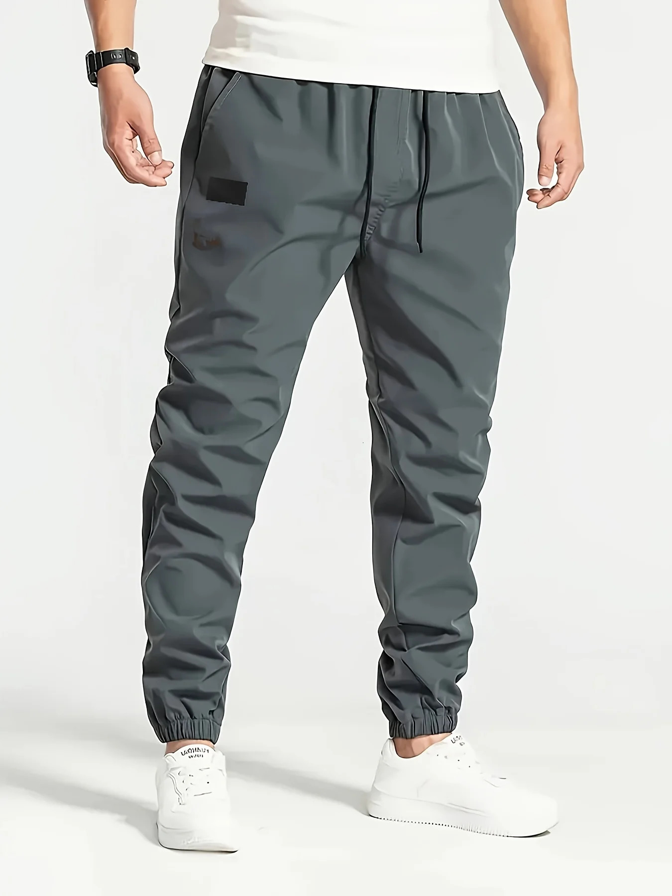 European mens casual jogging pants with drawstring twill fabric work hiking outdoor sports multi pocket 250731