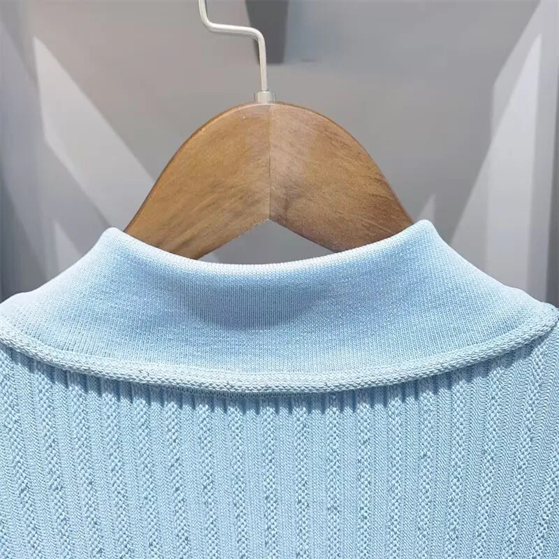 Spring Arrive Knitted Women Sequins Mini Dress Short Sleeve Turn Down Collor Ruffles Hem Lady 250731