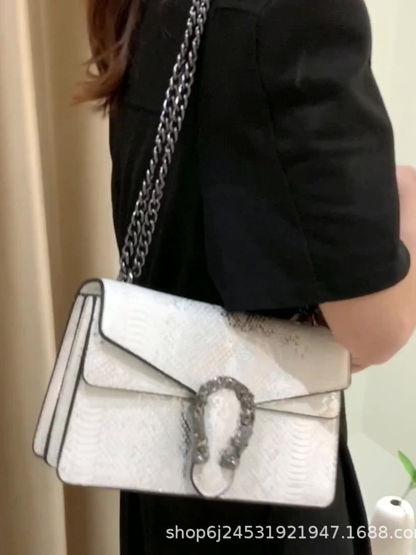 free shipping designer Snake-skin pattern chain crossbody single-shoulder double-compartment flip cover women's single-shoulder bag with exquisit