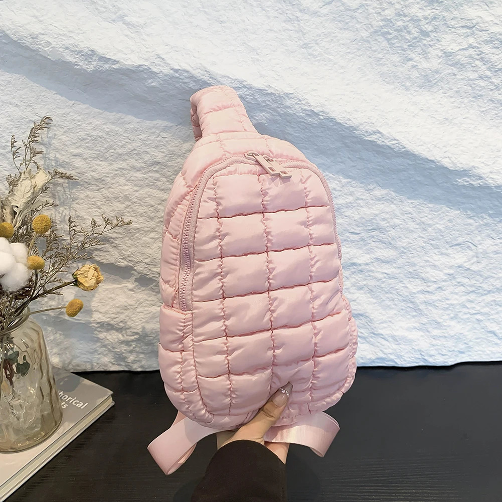 Women Quilted Chest Bag Travel Fanny Pack Zip Closure Simple Shoulder Bag Adjustable Strap Casual Waist Pack Outdoor Travel Bag 250731