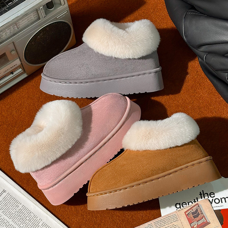 free shipping designer versatile autumn winter plush warm thick-soled solid color couple's comfortable cotton shoes for both men and women with e