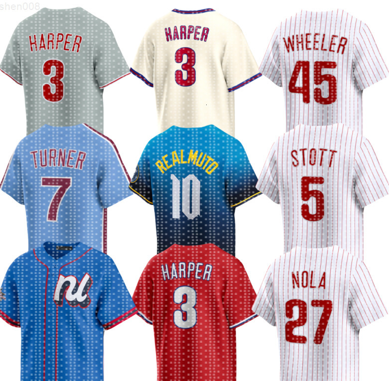 Phillies Jersey Roy Halladay 3 Bryce Harper 28 Alec Bohm J.T. Realmutos Trea Turner Aaron Nola Zack Wheeler Nick Castellanos Kyle Schwarber Bryson Sto