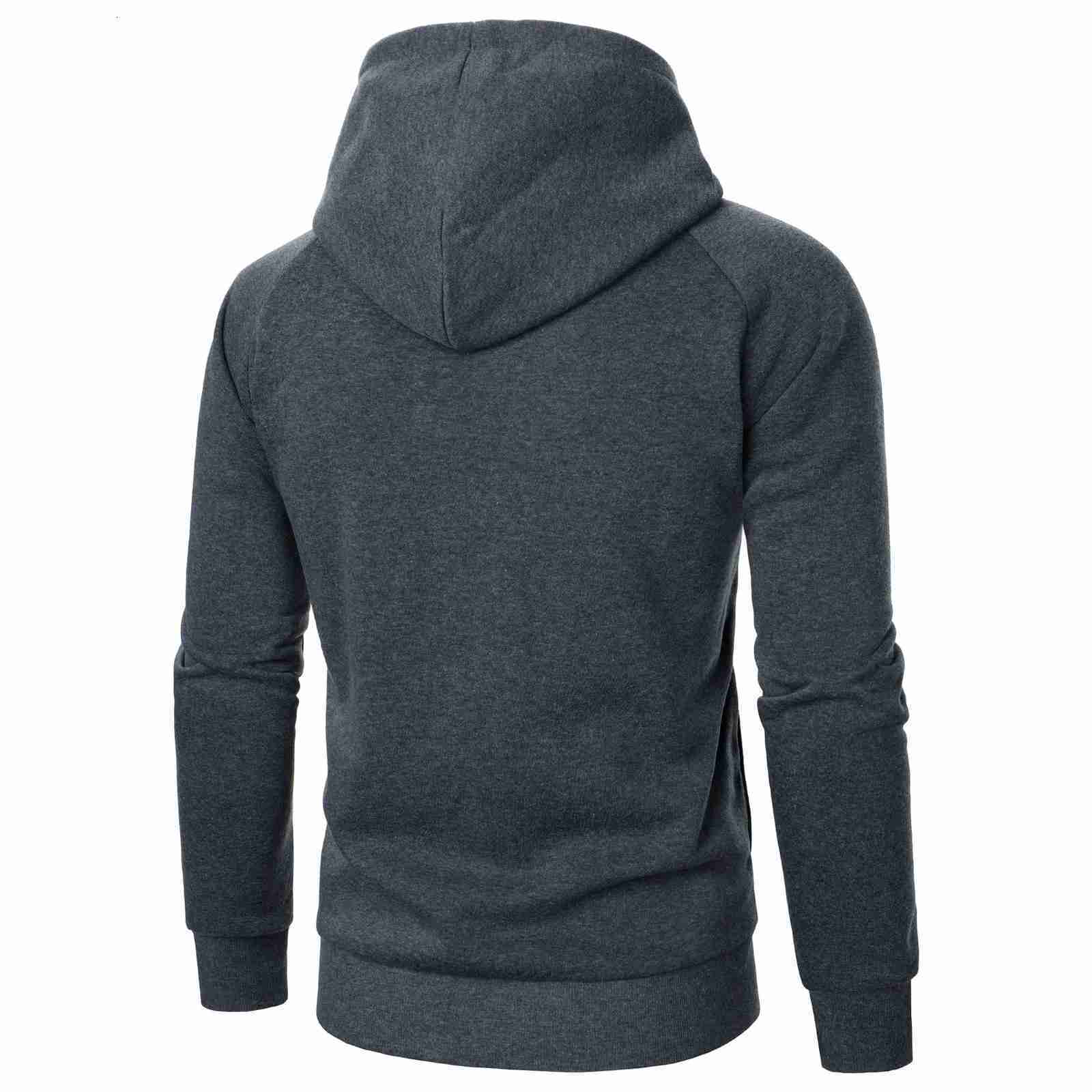 Fashion Side Hidden Zipper Jackets With Nood Solid Casual Basic Hoodies Men Slim Fit Hooded Sports Sweatshirt Autumn Outwear