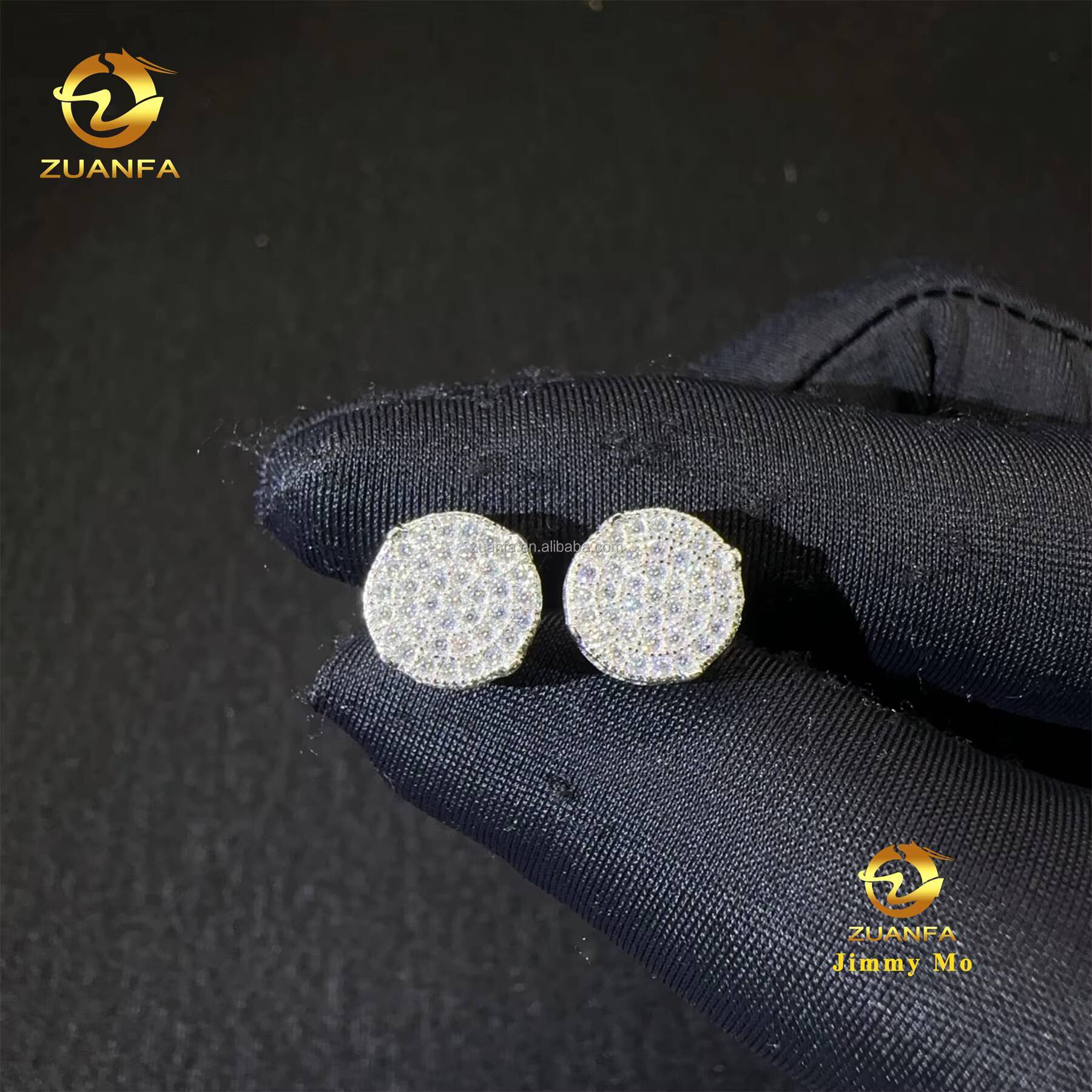 Drop Shipping Iced Out Hip Hop Sterling Silver 925 Silver White Gold Plated Screw Back Moissanite Diamond Stud Earrings Men Gift