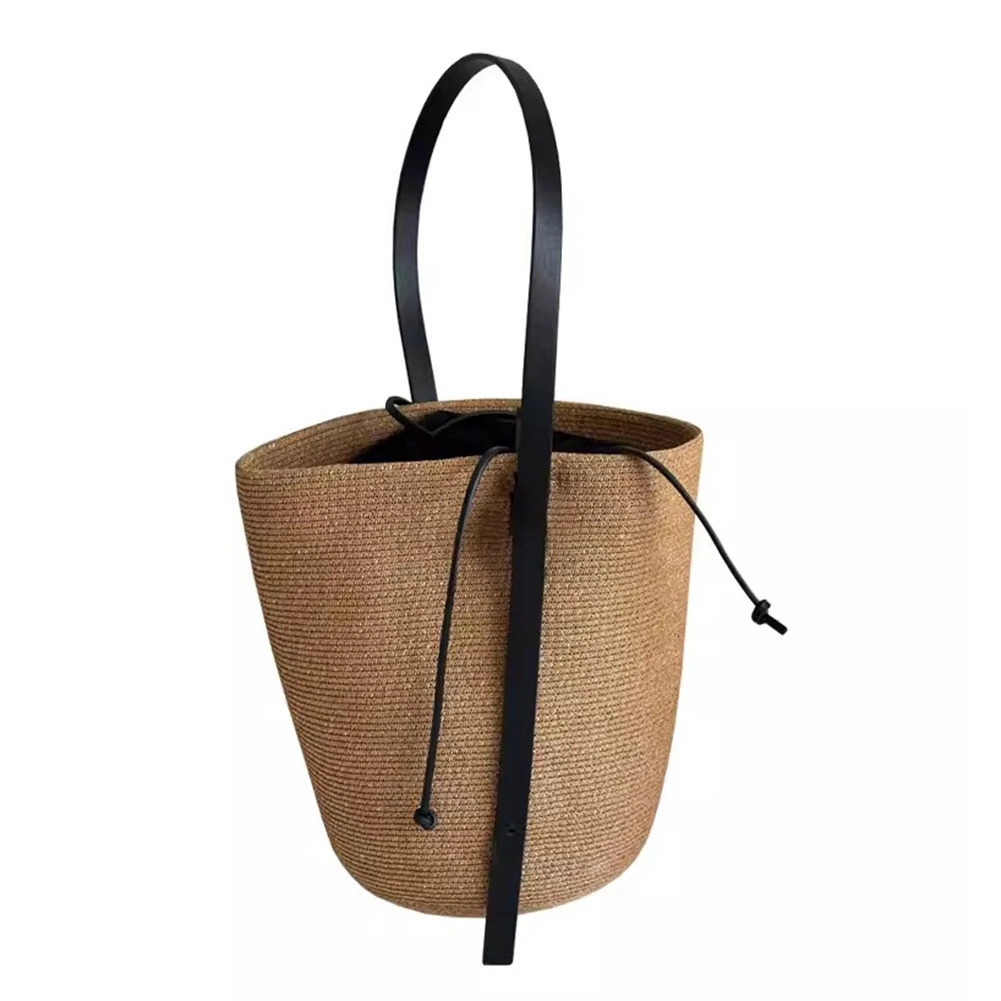 Woven Straw Bag for Women with Adjustable Strap Summer Beach Solid Small Tote Handbag Travel Shopping 250725