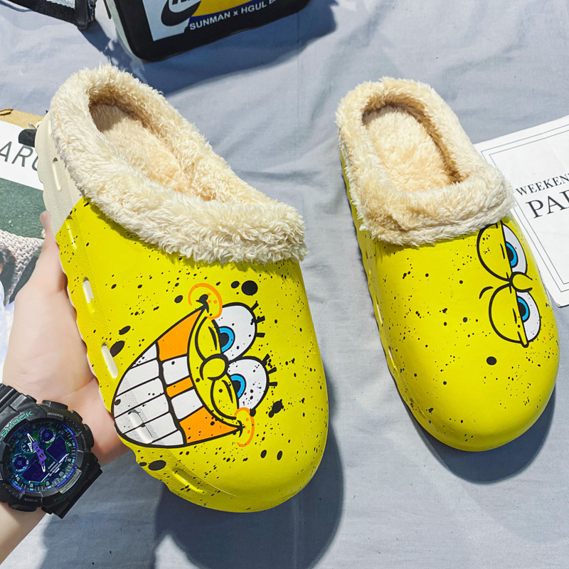 Lanjia- 2025 New Designer Winter Wool-Lined Men's Slippers, Large-Sized Thick-Soled For Women, Fashionable And Warm Indoor Family Cartoon Cotton 
