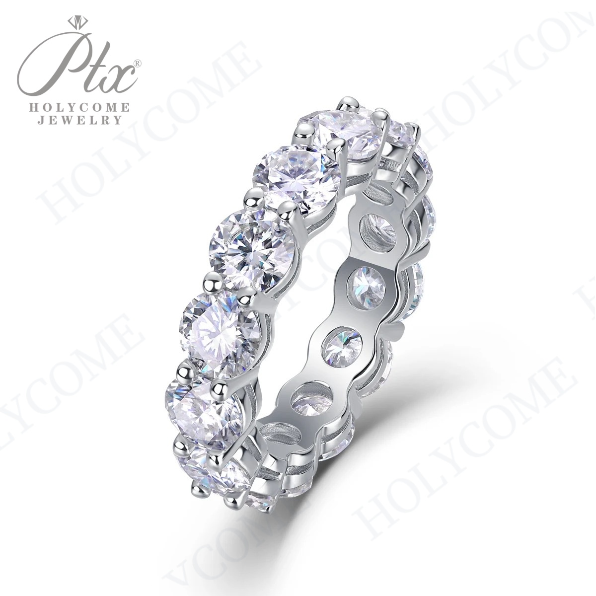 Full 4mm Black Moissanite Eternity Band Ring for Women Charm Simple Original 925 Silver D Color Womens Moissanite Diamond Ring Jewelry Gift