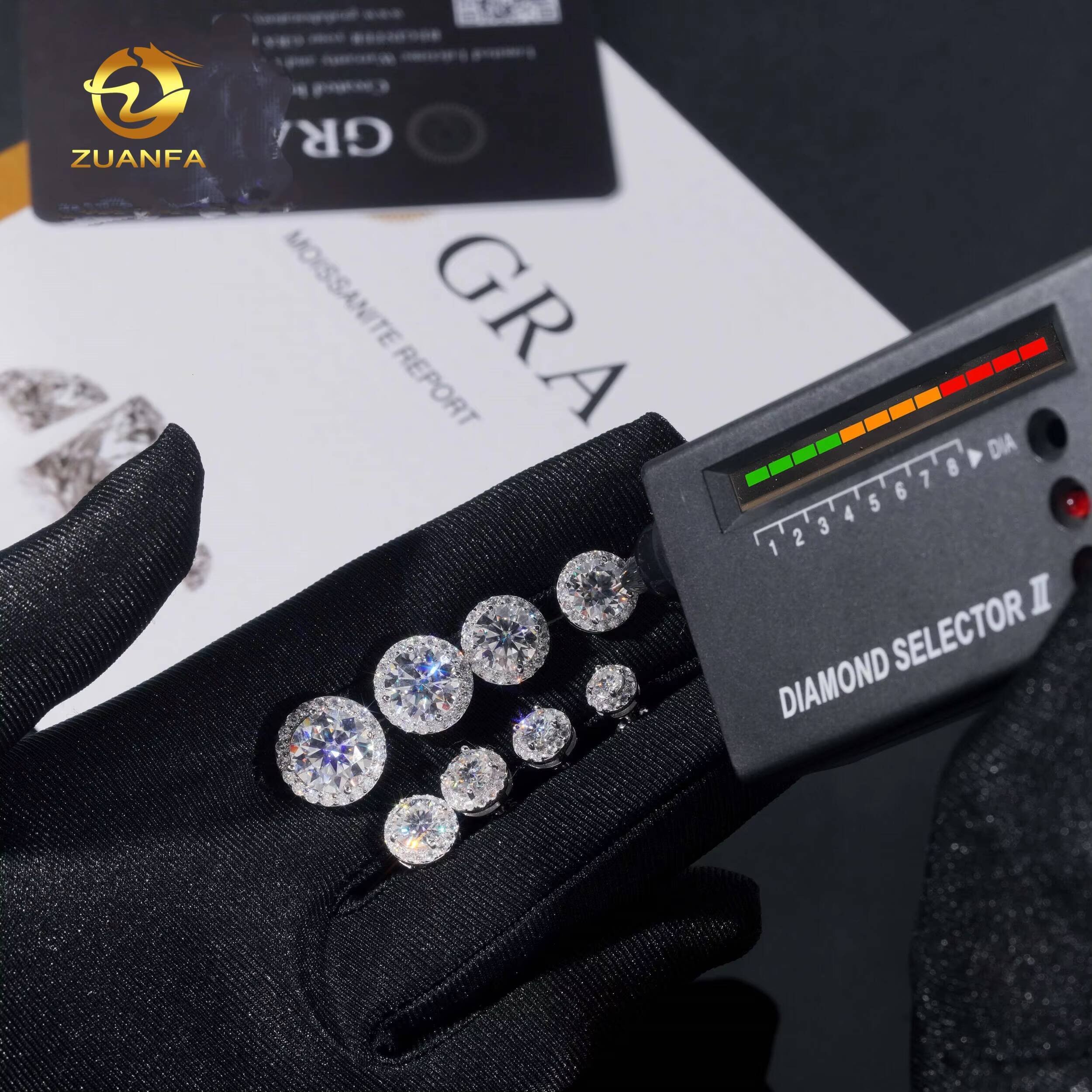 Hot Selling Fashion Style 5mm to 9mm 925 Silver Hip Hop Iced Out Jewelry Moissanite Diamond VVS Shining Stud Earring Unisex Gift