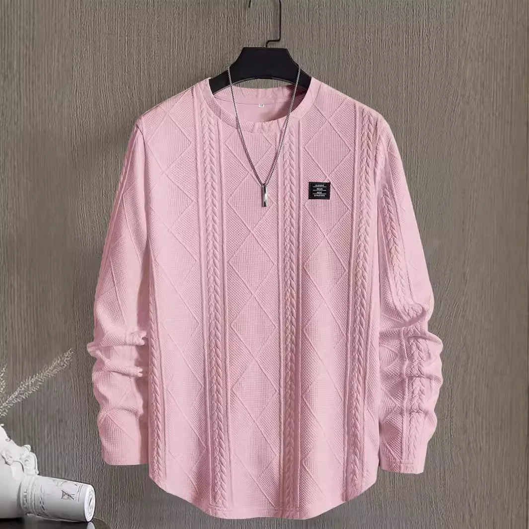 Autumn and Winter Selling Mens Letter Collage Solid Color Top Round Neck Sweatshirt Casual Sports Pullover 250729