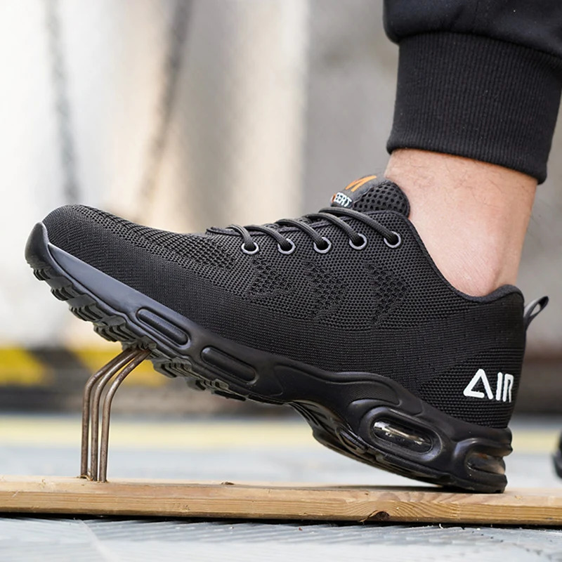 Safety Footwear Men Work Boots Lightweight Air Cushion Sneakers Puncture-Proof Work Shoes Indestructible Male Steel Toe Shoes 250731