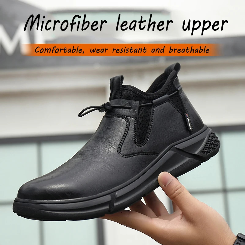 Work Shoes Black Leather Shoes For Men Indestructible Steel Toe Safety Sneakers Anti Smashing Anti Piercing Male Footwear 250731