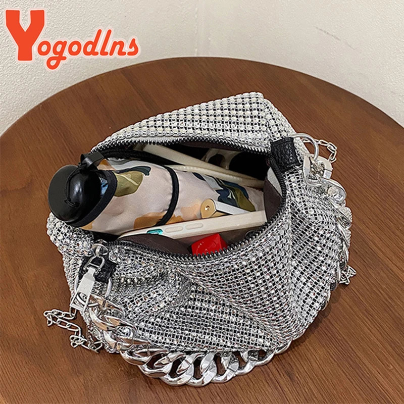 Yogodlns Bling Diamond Small Crossbody Messenger Bags Women Summer Trend Fashion Travel Shoulder Handbags Purses 250731