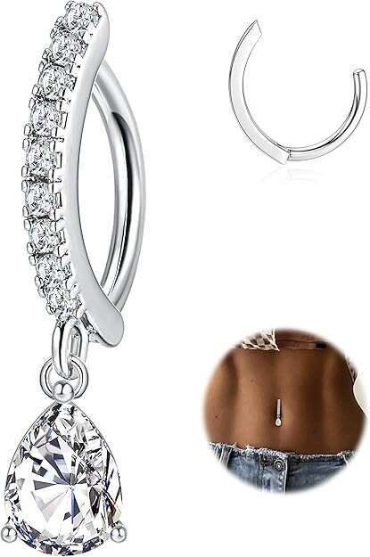 Hot Selling New Heart Water Drop Copper Inlaid Zircon Ring Curved Belly Button Piercing Jewelry