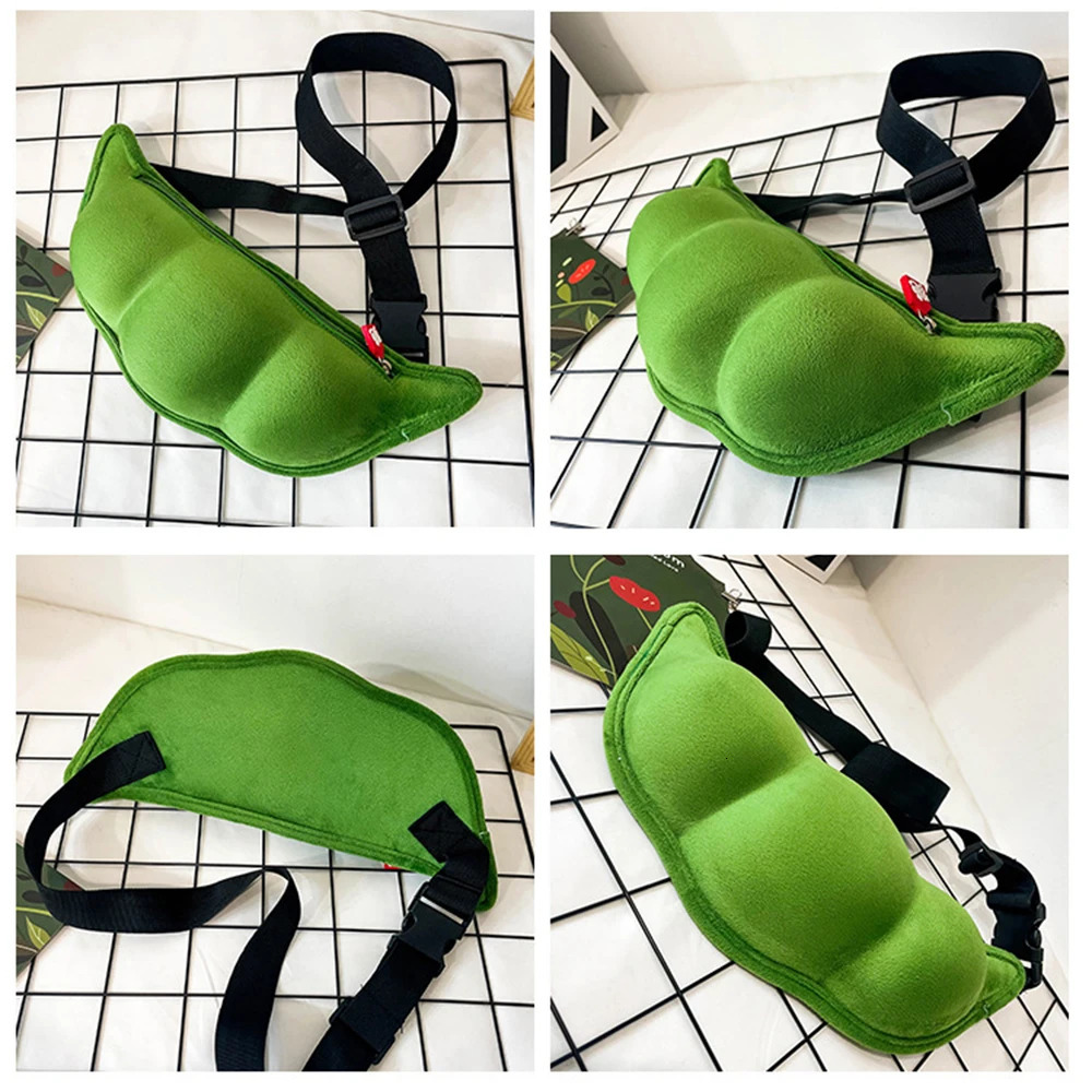 Women Fanny Pack Green Funny Edamame Waist Bag Plush Beach Travel Banana Hip Bum Zip Chest Bags Female Belt Bag For Girls 250731