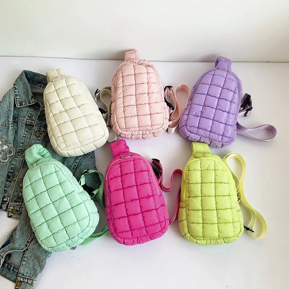 Women Quilted Chest Bag Cloud Waist Bag Zip Closure Puffer Crossbody Sling Bag Adjustable Strap Casual Waist Pack Soft Hobo Bag 250731