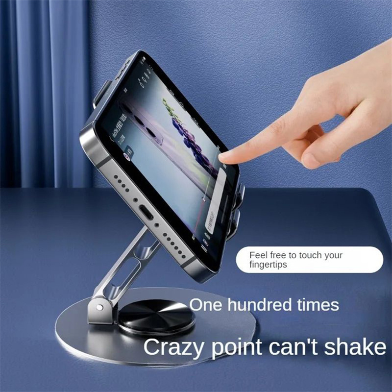 Metal Aluminum Rotatable 360° Mobile Phone Holder Bracket For iPhone iPad Samsung Tablet Flexible Folding Lazy Desktop Adjustable Live Smartphone