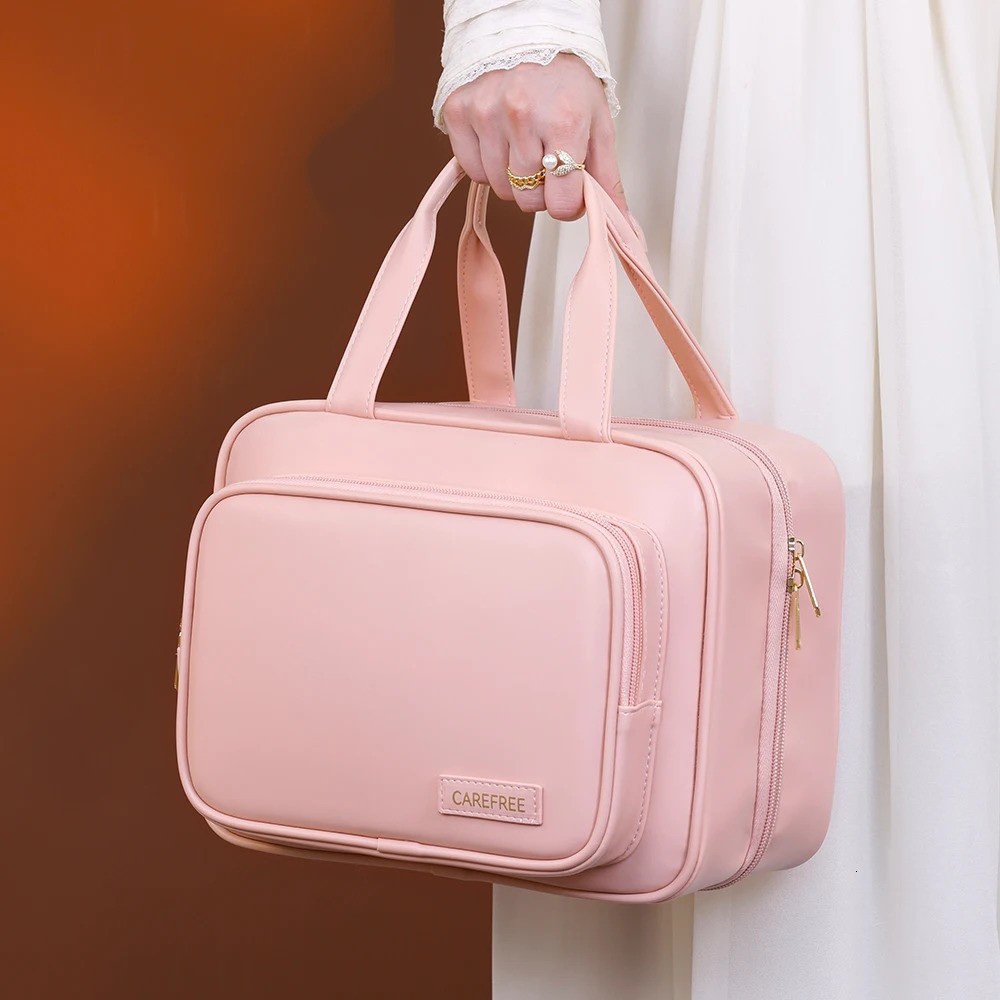 Large Capacity Cosmetic Bag Makeup Toiletries Organizer PU Leather Portable Travel Toiletry Pouch Women Cosmetic Storage Bag 250731