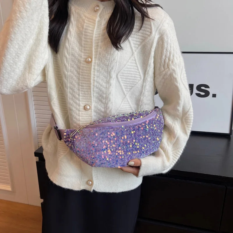 Women Sequins Waist Bag Fashion Fanny Pack Casual Shoulder Crossbody Chest Bag Female Hip Hop Belt Bags Purses Trend Waist Packs 250731